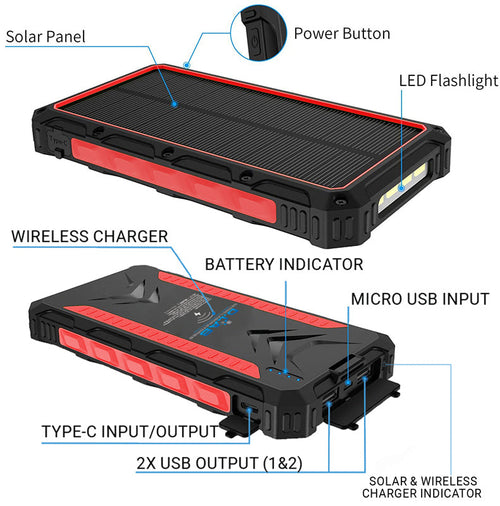 DLab SPB20P 20000mAh Solar Powerbank Pro (Red)