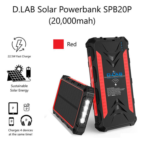DLab SPB20P 20000mAh Solar Powerbank Pro (Red)