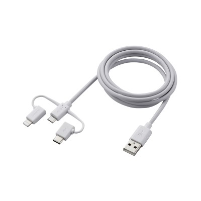 Elecom MPA-AMBLCAD12 3-In-1 Charging Cable (White)