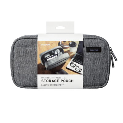 Elecom BMA-GP14 Organizer Pouch Double Zipper Multi-Compartment (Grey)