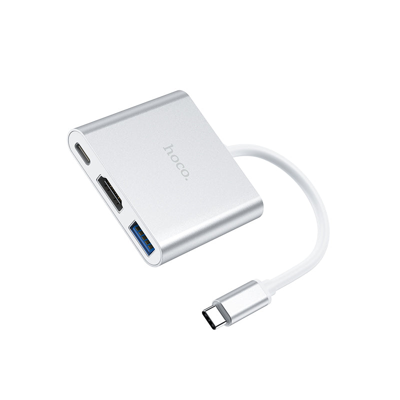 Hoco HB14 USB-C to USB3.0+HDMI+PD Adapter (Silver)
