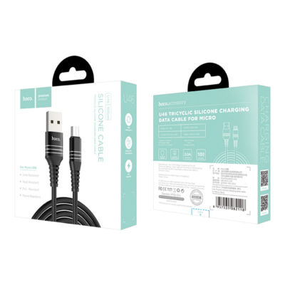 Hoco U46 Silicone USB A to Micro USB Charging Cable 1M Black