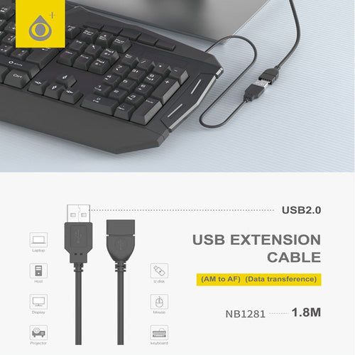 Moveteck NB1281 USB 2.0 Extension Cable 1.8M
