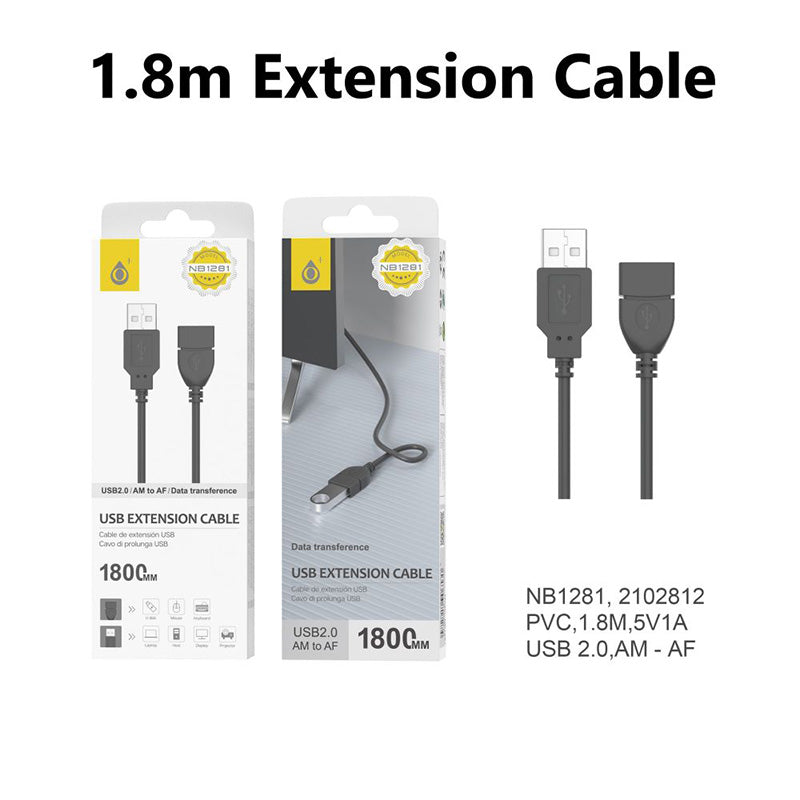 Moveteck NB1281 USB 2.0 Extension Cable 1.8M