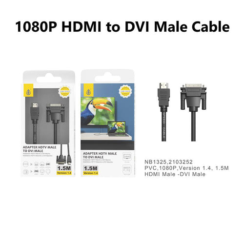 Moveteck NB1325 Full HD 1080P HDMI to DVI Cable 1.5M