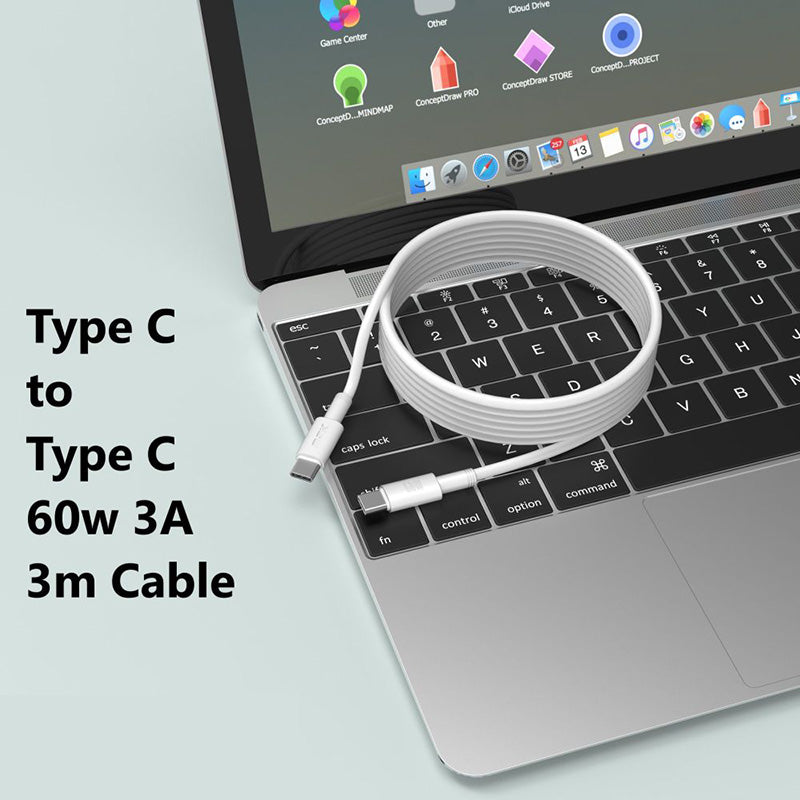 Moveteck TB1324 Type C to Type C 60W 3A 3M Cable (White)