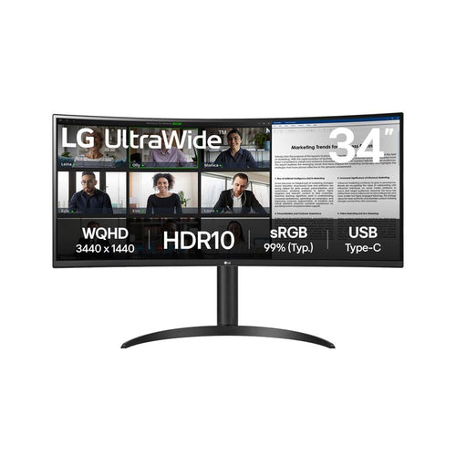 LG UltraWide 34WR55QK-B - 34 WQHD 100Hz Type-C Curved Monitor