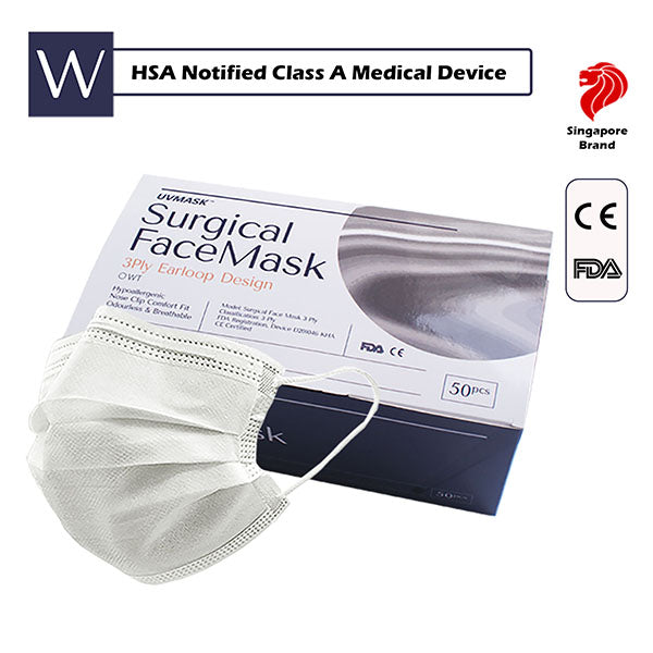 Wistech UVMASK 3-Ply Surgical Mask 50pcs/box (White)