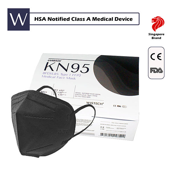 Wistech KN95 UVMASK Black Medical Face Mask 10pcs/box