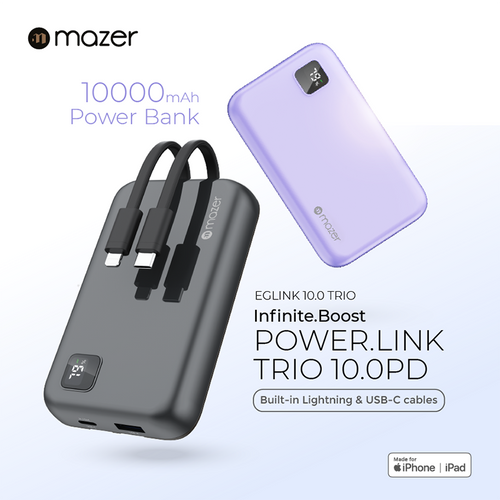 Mazer M-EGLINK10.0Trio-GY/Infinite.BOOST PD20W 10000mAh Power Bank (Grey)