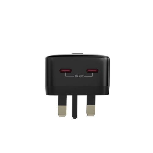 Mazer M-GAN35UK-V3-BK Infinite Boost 35W Dual USB-C Charger (Black)