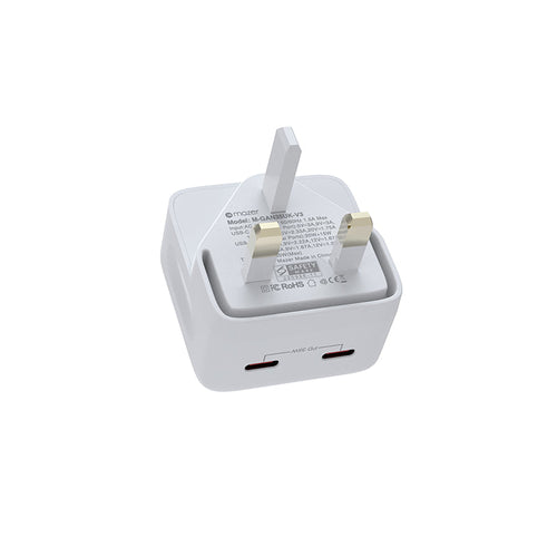 Mazer M-GAN35UK-V3-WH Infinite Boost 35W Dual USB-C Charger (White)