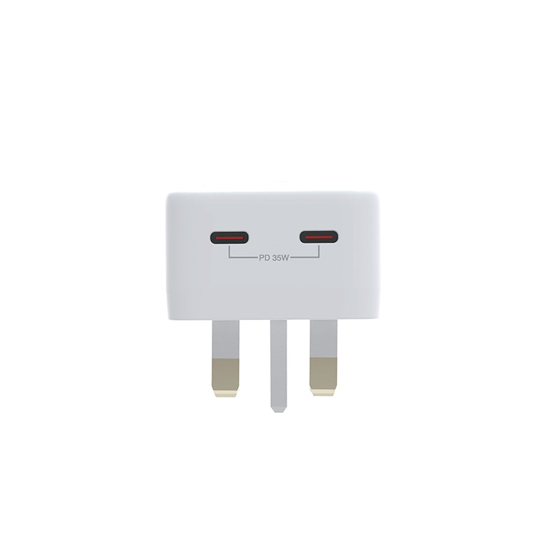 Mazer M-GAN35UK-V3-WH Infinite Boost 35W Dual USB-C Charger (White)