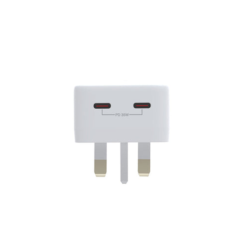 Mazer M-GAN35UK-V3-WH Infinite Boost 35W Dual USB-C Charger (White)