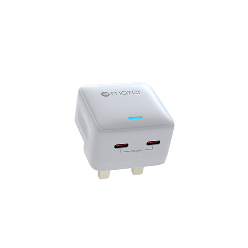 Mazer M-GAN35UK-V3-WH Infinite Boost 35W Dual USB-C Charger (White)