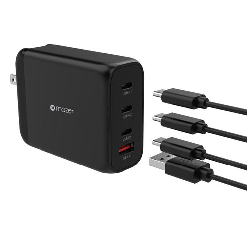 Mazer M-GAN200W-BK GAN3 200W PD&QC 3C+1A with 3 Plug (Black)