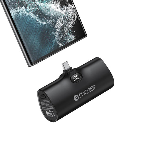 Mazer M-Pocket5.0C-BK Supermini 5000mAh PD20W USB C Power Bank (Black)