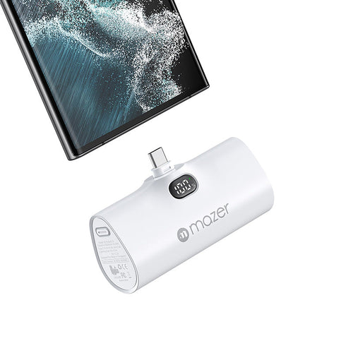 Mazer M-Pocket5.0C-WH Supermini 5000mAh PD20W USB C Power Bank (White)