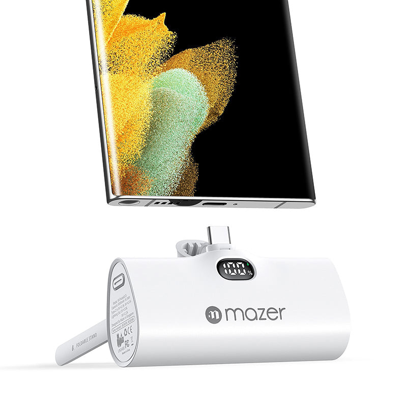 Mazer M-Pocket5.0C-WH Supermini 5000mAh PD20W USB C Power Bank (White)