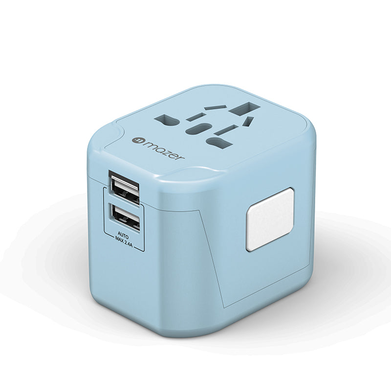 Mazer M-IFTravel120-BL 2 USB-A 12W World Travel Charger (Blue)