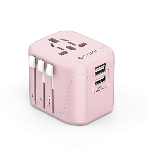 Mazer M-IFTravel120-PK 2 USB-A 12W World Travel Charger (Pink)