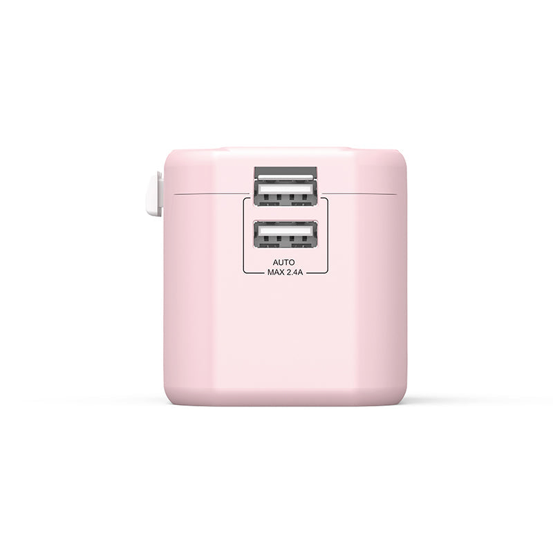 Mazer M-IFTravel120-PK 2 USB-A 12W World Travel Charger (Pink)
