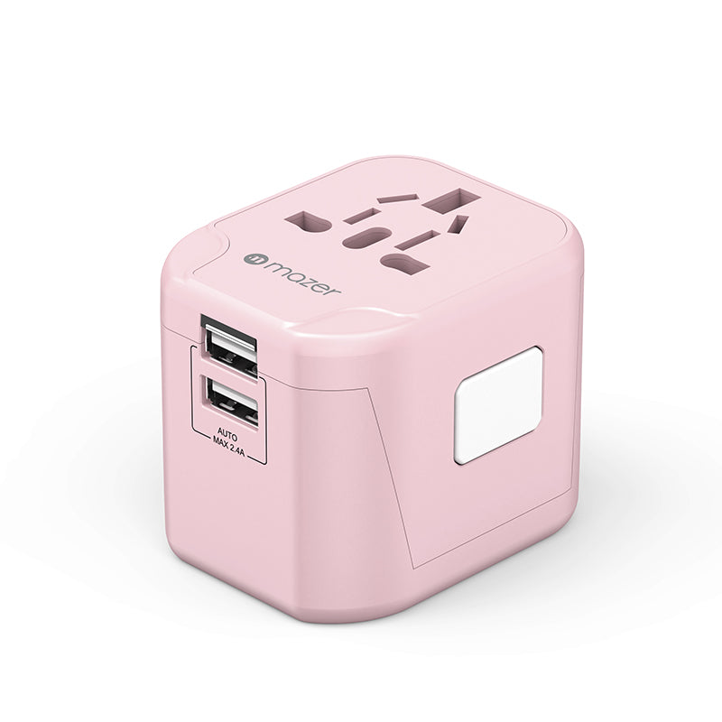 Mazer M-IFTravel120-PK 2 USB-A 12W World Travel Charger (Pink)