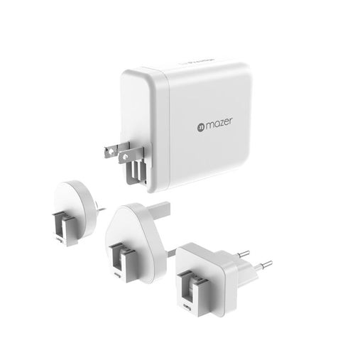 Mazer M-GAN140W-WH 140W PD&QC4 3C1A 3 Changeable Plug (White)