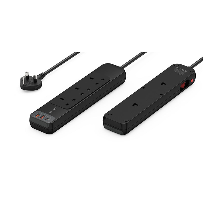Mazer M-PS200-330-BK 3Way 2M PD30W 1C2A Extension Cord (Black)