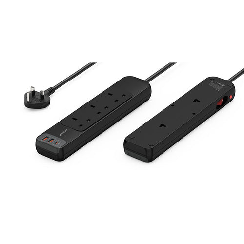 Mazer M-PS200-330-BK 3Way 2M PD30W 1C2A Extension Cord (Black)