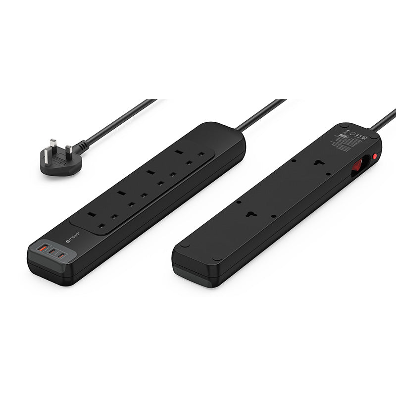 Mazer M-PS200-470-BK 4Way 2M PD70W 2C1A Extension Cord (Black)