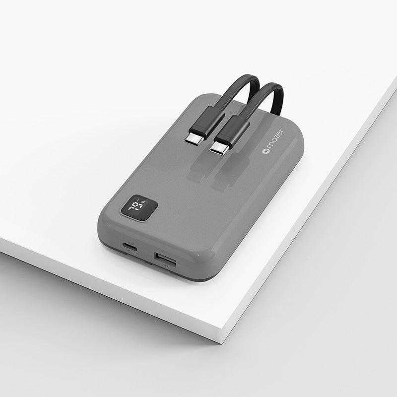 Mazer M-PC20LINK1020-NT 10000mAh PD20W Powerbank Built-in Dual USB-C Cable (Natural Titanium)