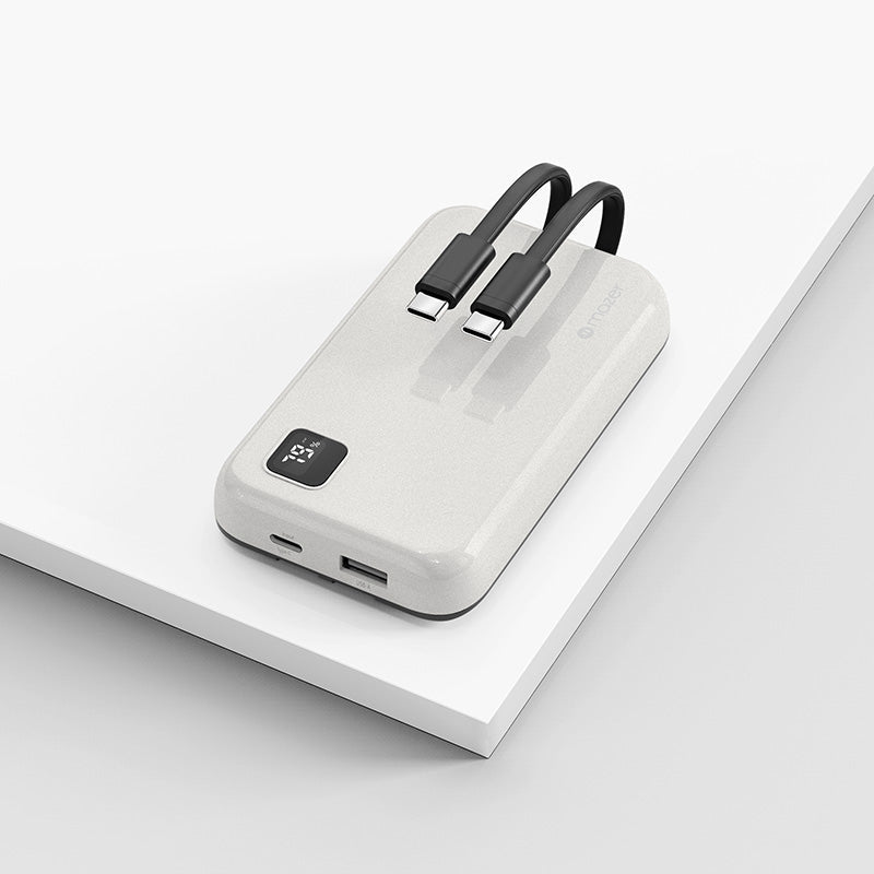 Mazer M-PC20LINK1020-WH 10000mAh PD20W Powerbank Built-in Dual USB-C Cable (White)