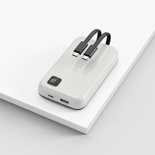 Mazer M-PC20LINK1020-WH 10000mAh PD20W Powerbank Built-in Dual USB-C Cable (White)