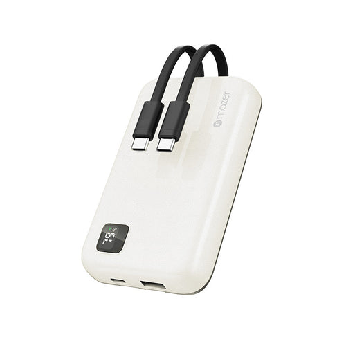 Mazer M-PC20LINK1020-WH 10000mAh PD20W Powerbank Built-in Dual USB-C Cable (White)