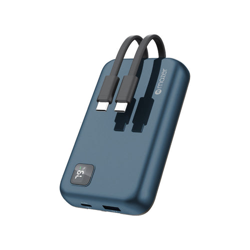 Mazer M-PC20LINK1020-NV 10000mAh PD20W Powerbank Built-in Dual USB-C Cable (Navy)