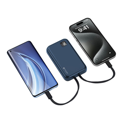 Mazer M-PC20LINK1020-NV 10000mAh PD20W Powerbank Built-in Dual USB-C Cable (Navy)