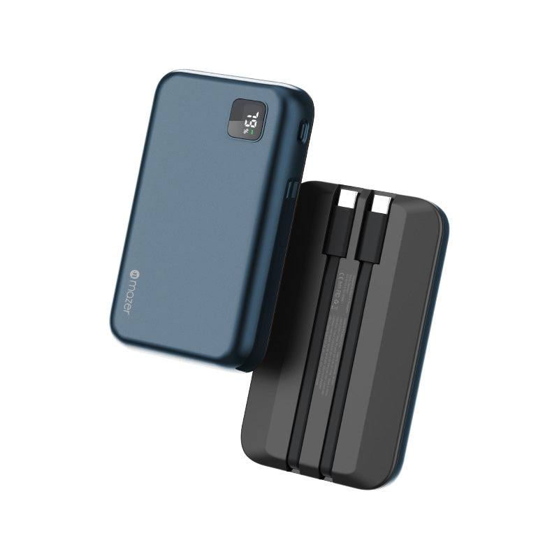 Mazer M-PC20LINK1020-NV 10000mAh PD20W Powerbank Built-in Dual USB-C Cable (Navy)