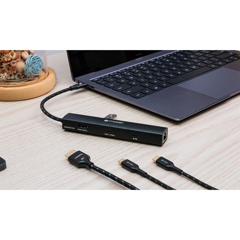 Mazer M-UC2MULTI6140 HDMI4K/30HzX1, USB3.0X2, USB-C PD100W Charging 4-in-1 Hub (Black)