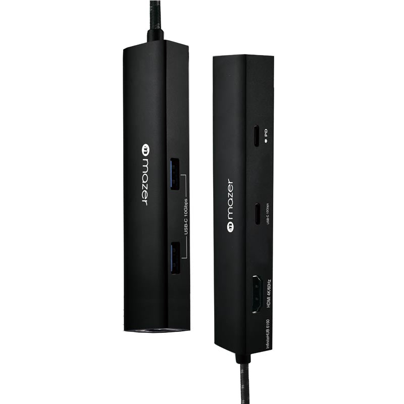 Mazer M-UC2MULTI6140 HDMI4K/30HzX1, USB3.0X2, USB-C PD100W Charging 4-in-1 Hub (Black)