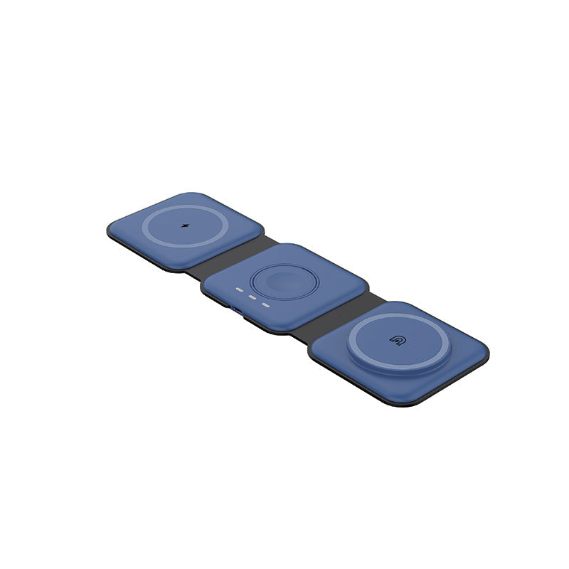 Mazer Mag.Trifold 3-in-1 Charging Pad with 25W UK Charger (Navy)