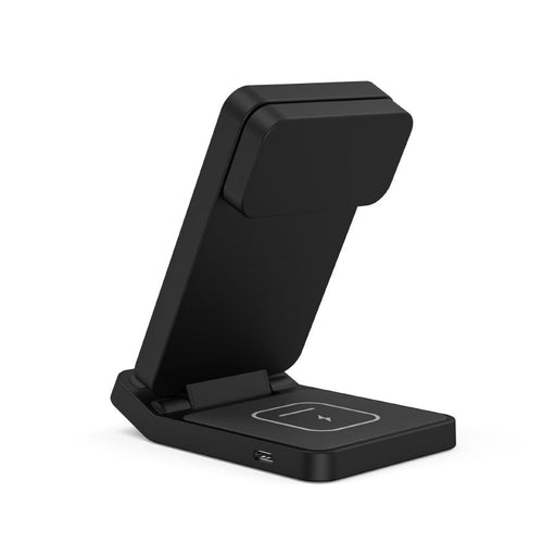 Mazer M-WiFold03A-BK/Qi Wireless 3-in-1 Triple [Dual Wireless+Apple Watch] Foldable Charging Stand (Black)