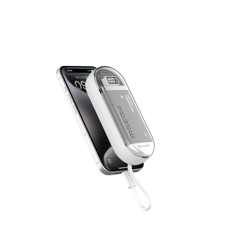 Mazer M-PC35LINK1035-WH PowerCharge LINK Built-in Dual USB-C cable PD35W 10000mAh Power bank (White)