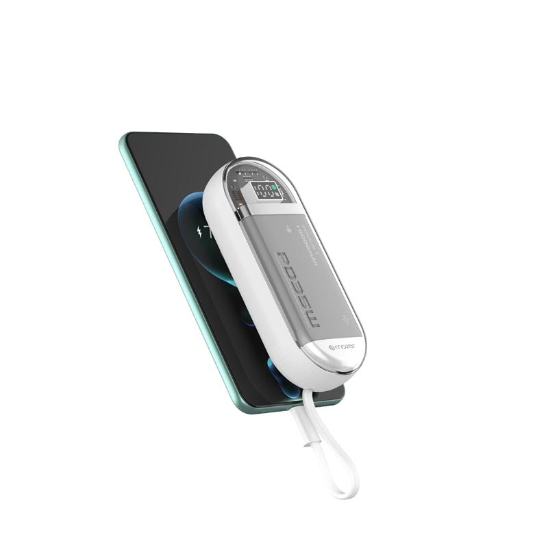 Mazer M-PC35LINK1035-WH PowerCharge LINK Built-in Dual USB-C cable PD35W 10000mAh Power bank (White)