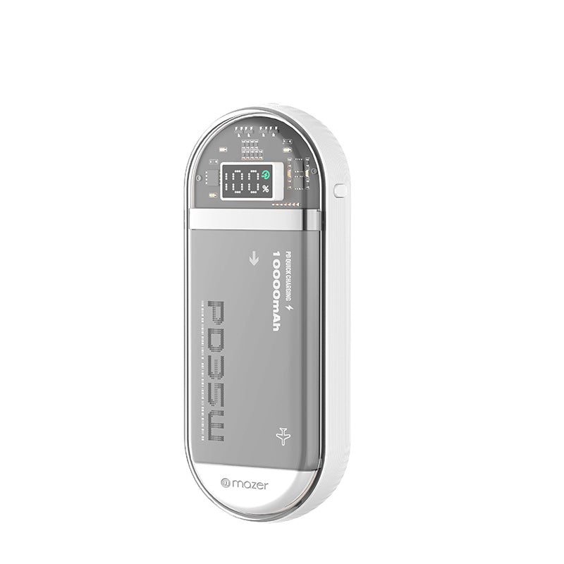 Mazer M-PC35LINK1035-WH PowerCharge LINK Built-in Dual USB-C cable PD35W 10000mAh Power bank (White)