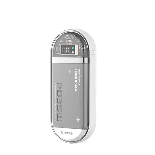 Mazer M-PC35LINK1035-WH PowerCharge LINK Built-in Dual USB-C cable PD35W 10000mAh Power bank (White)