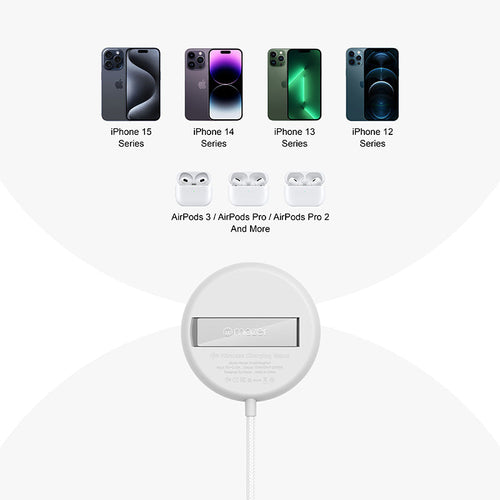 Mazer M-Qi2-MagPad-WH Qi2 15W Charging Pad with Stand (White)