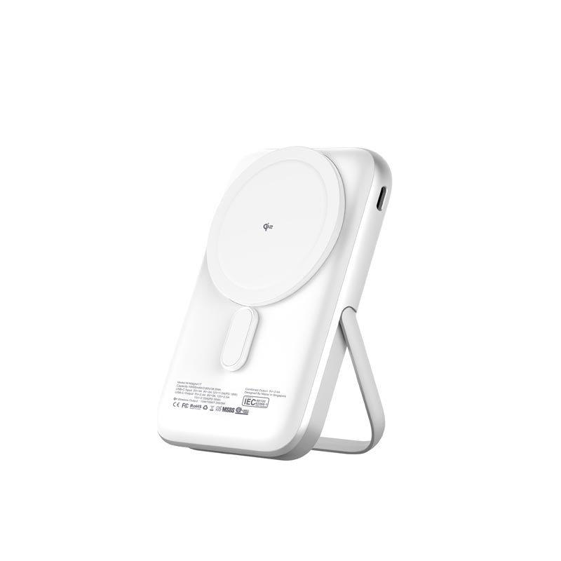 Mazer M-MagAir17-WH MagSafe&Qi2 15W 10,000mAh, USB-C PD35W MagStand Power Bank-White