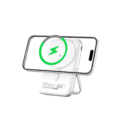 Mazer M-MagAir17-WH MagSafe&Qi2 15W 10,000mAh, USB-C PD35W MagStand Power Bank-White