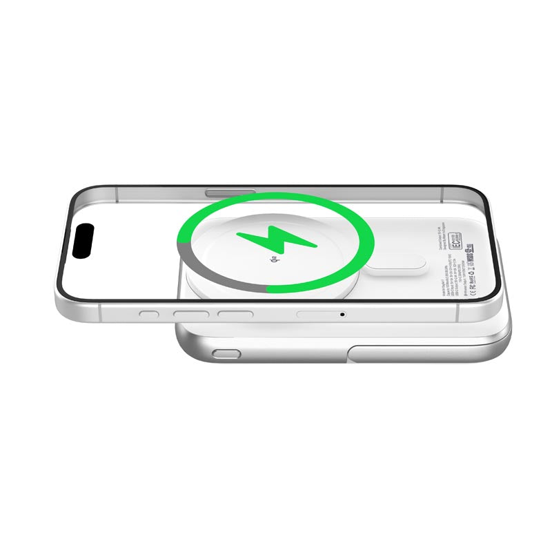 Mazer M-MagAir17-WH MagSafe&Qi2 15W 10,000mAh, USB-C PD35W MagStand Power Bank-White